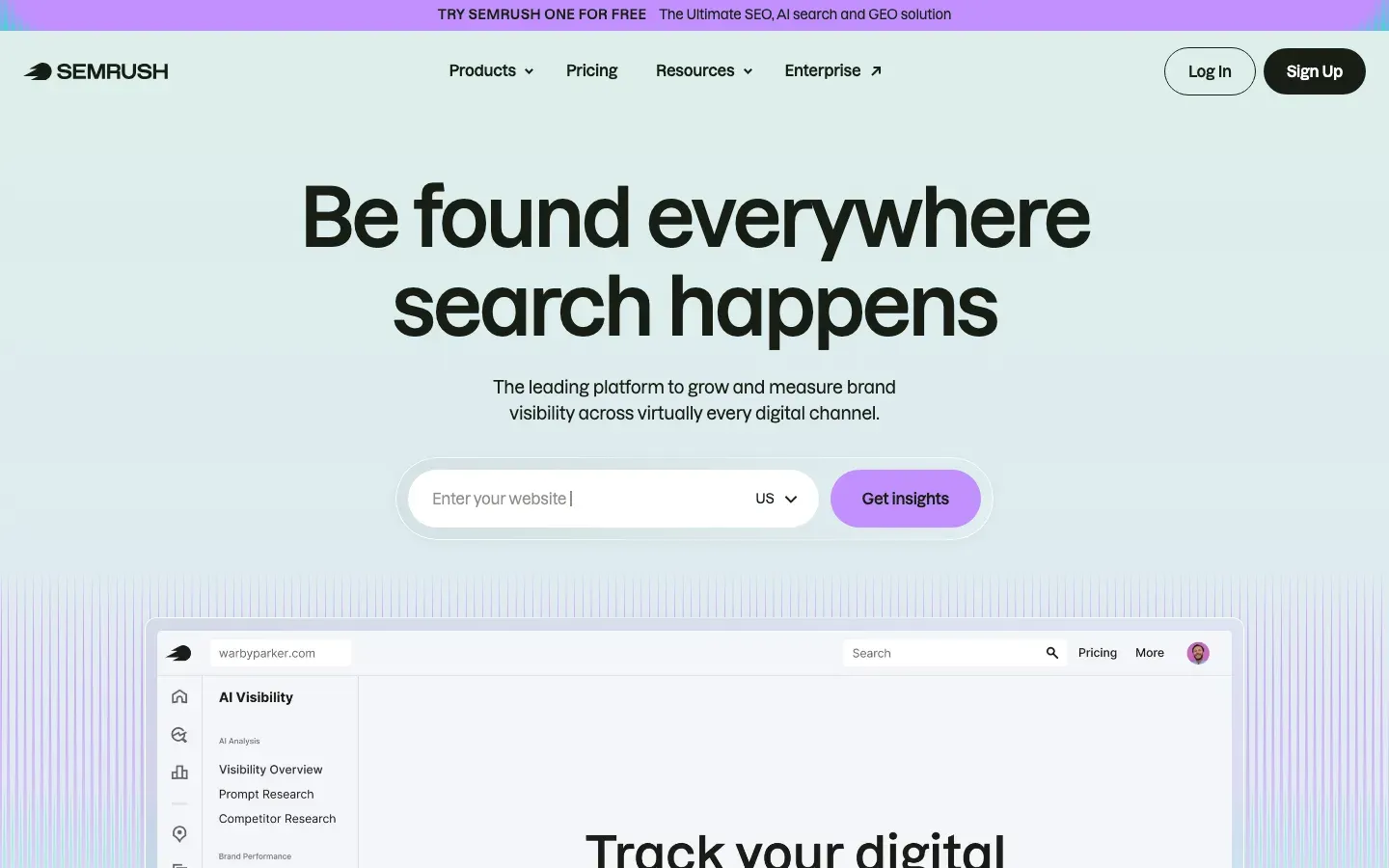 Semrush homepage